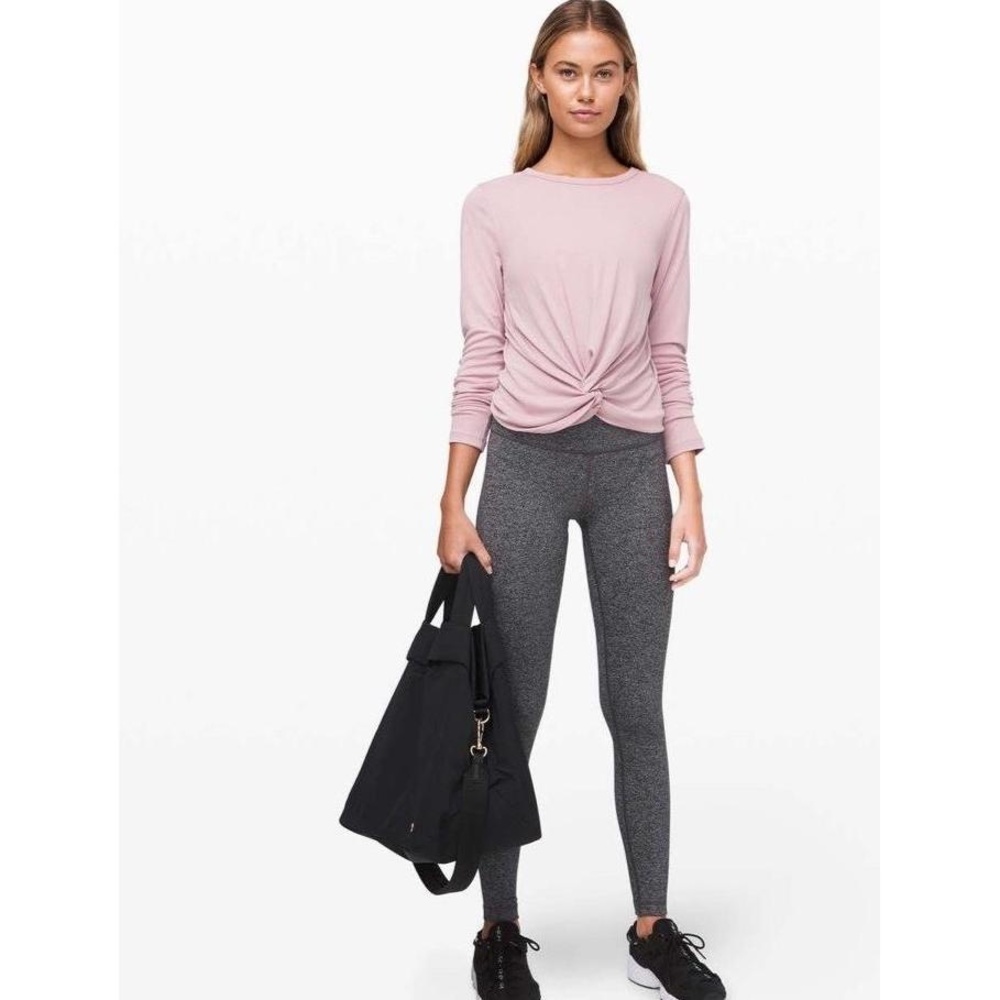 Lululemon Womens Size 8 Smoky Blush Crescent Long Sleeve Rib Cupro‎ Shirt